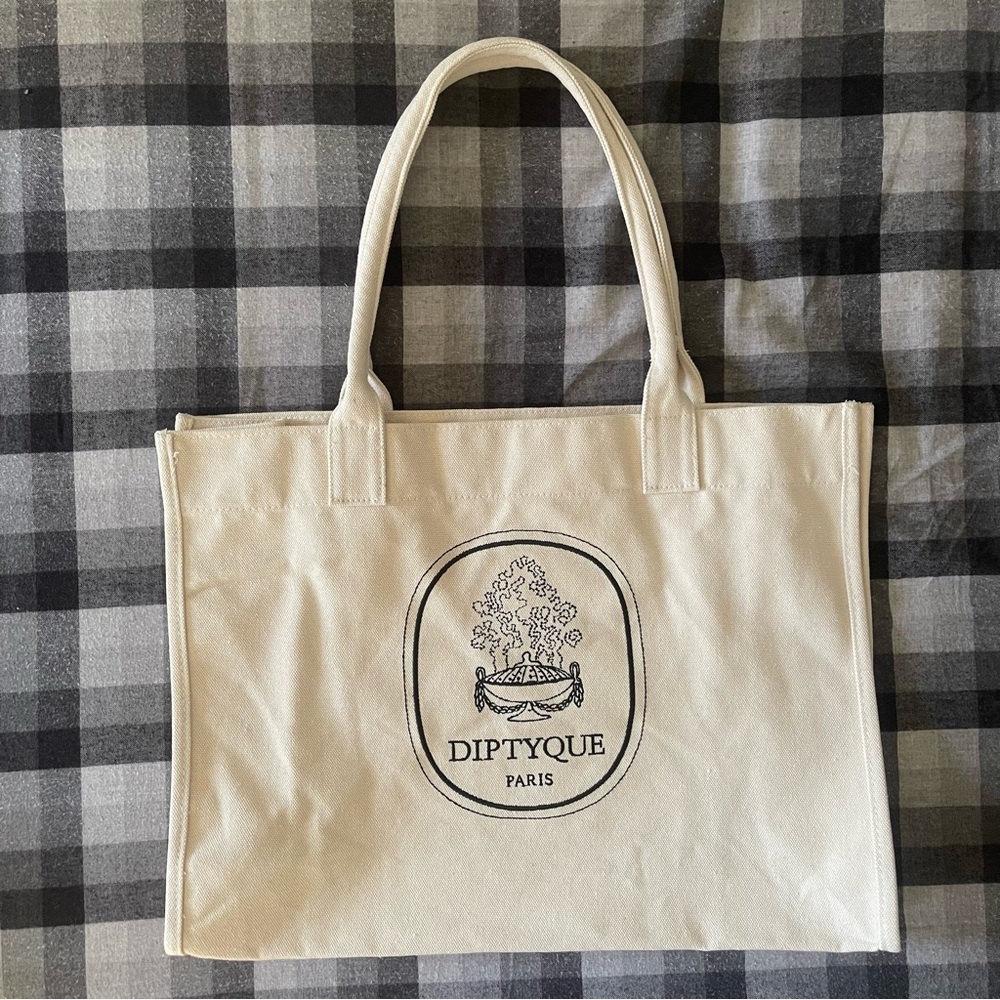 Diptyque Paris Canvas Tote Bag - Cream and Black